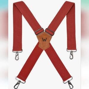 Welkinland 2" Heavy Duty Suspenders For Men Gun Metal Hooks Clasps